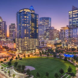 Looking for romantic date ideas near home? Charlotte has it all! exterior view at dusk