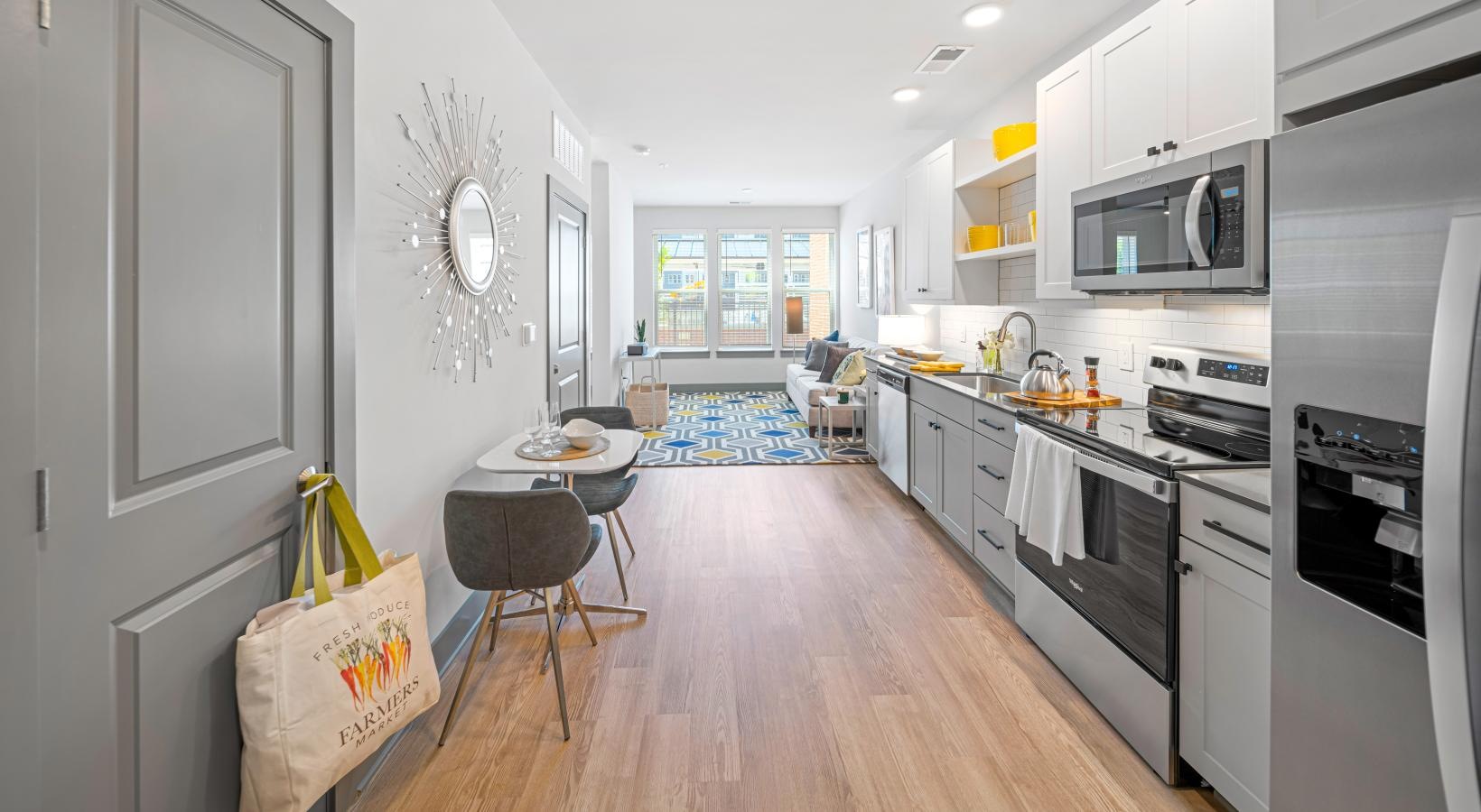 Beautiful kitchens with designer finishes a kitchen with a wood floor