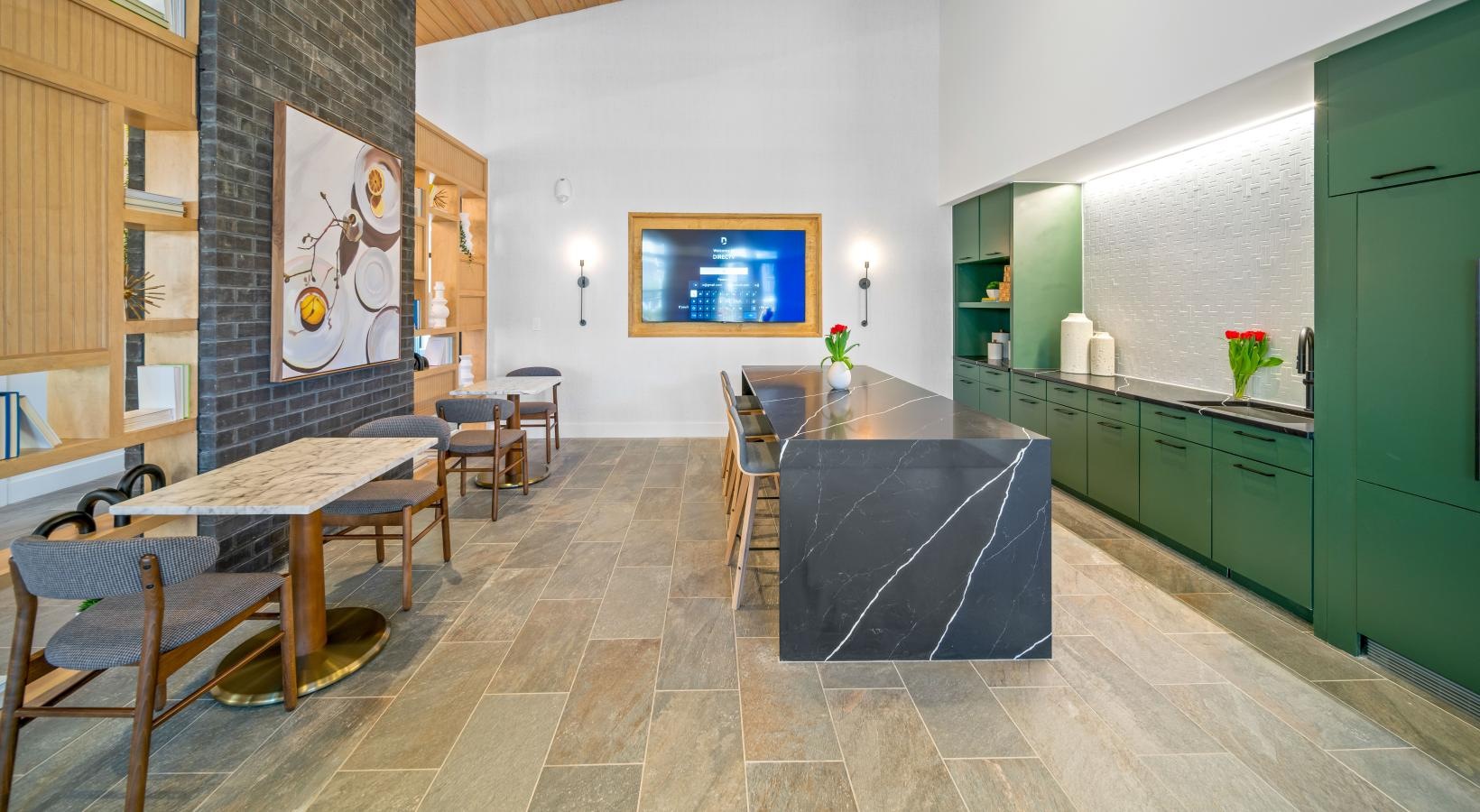 Take advantage of all Miller and York has to offer a room with tables and chairs